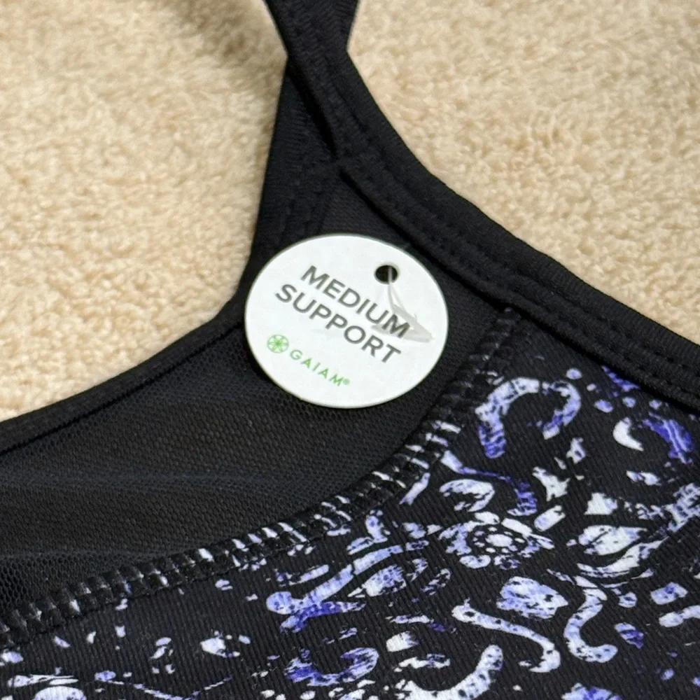 GAIAM Black and Blue Patterned Sports Bra - Picture 3 of 5